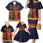 Personalised Adelaide Crows City Of Football Team Family Matching Mermaid Dress and Hawaiian Shirt Adelaide City Skyline Illustration Sport Fan