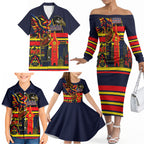 Personalised Adelaide Crows City Of Football Team Family Matching Off The Shoulder Long Sleeve Dress and Hawaiian Shirt Adelaide City Skyline Illustration Sport Fan