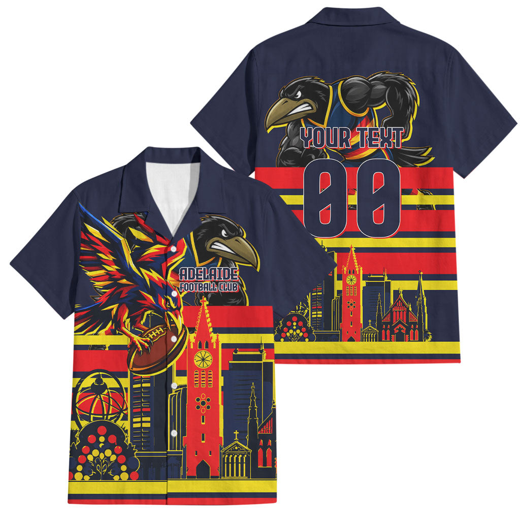 Personalised Adelaide Crows City Of Football Team Family Matching Off Shoulder Maxi Dress and Hawaiian Shirt Adelaide City Skyline Illustration Sport Fan