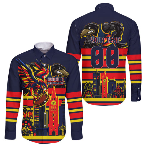 Personalised Adelaide Crows City Of Football Team Family Matching Off Shoulder Maxi Dress and Hawaiian Shirt Adelaide City Skyline Illustration Sport Fan