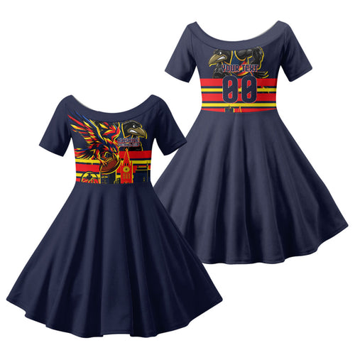 Personalised Adelaide Crows City Of Football Team Family Matching Off Shoulder Maxi Dress and Hawaiian Shirt Adelaide City Skyline Illustration Sport Fan