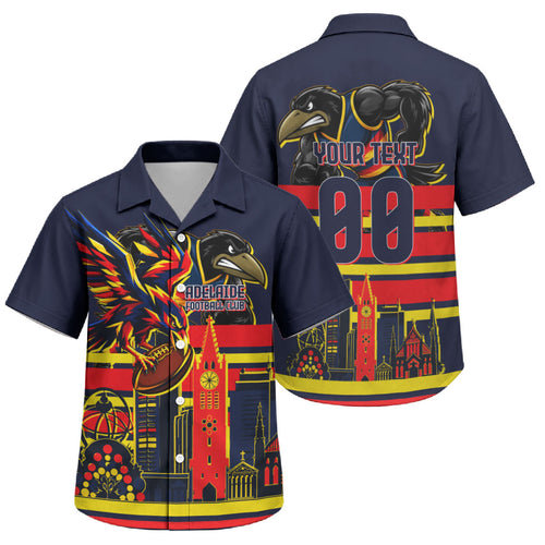 Personalised Adelaide Crows City Of Football Team Family Matching Off Shoulder Maxi Dress and Hawaiian Shirt Adelaide City Skyline Illustration Sport Fan