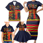 Personalised Adelaide Crows City Of Football Team Family Matching Short Sleeve Bodycon Dress and Hawaiian Shirt Adelaide City Skyline Illustration Sport Fan