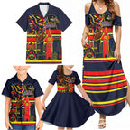 Personalised Adelaide Crows City Of Football Team Family Matching Summer Maxi Dress and Hawaiian Shirt Adelaide City Skyline Illustration Sport Fan