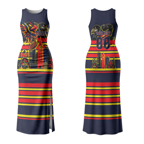 Personalised Adelaide Crows City Of Football Team Family Matching Tank Maxi Dress and Hawaiian Shirt Adelaide City Skyline Illustration Sport Fan