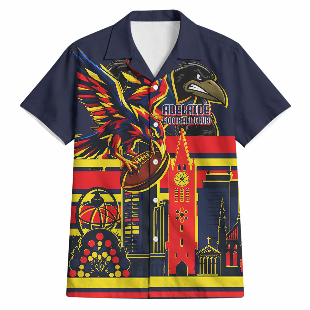 Personalised Adelaide Crows City Of Football Team Hawaiian Shirt Adelaide City Skyline Illustration Sport Fan
