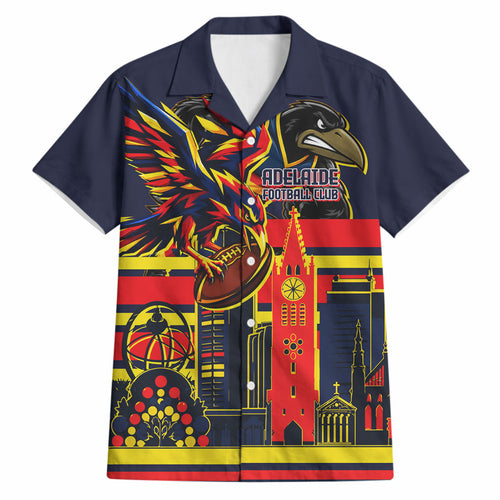 Personalised Adelaide Crows City Of Football Team Hawaiian Shirt Adelaide City Skyline Illustration Sport Fan