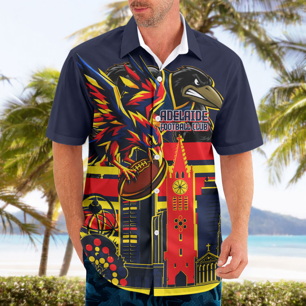 Personalised Adelaide Crows City Of Football Team Hawaiian Shirt Adelaide City Skyline Illustration Sport Fan