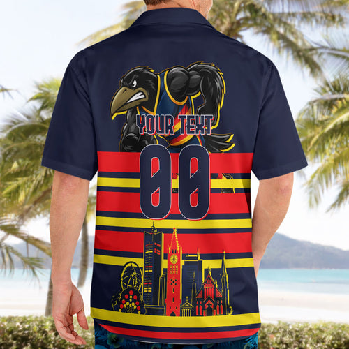 Personalised Adelaide Crows City Of Football Team Hawaiian Shirt Adelaide City Skyline Illustration Sport Fan