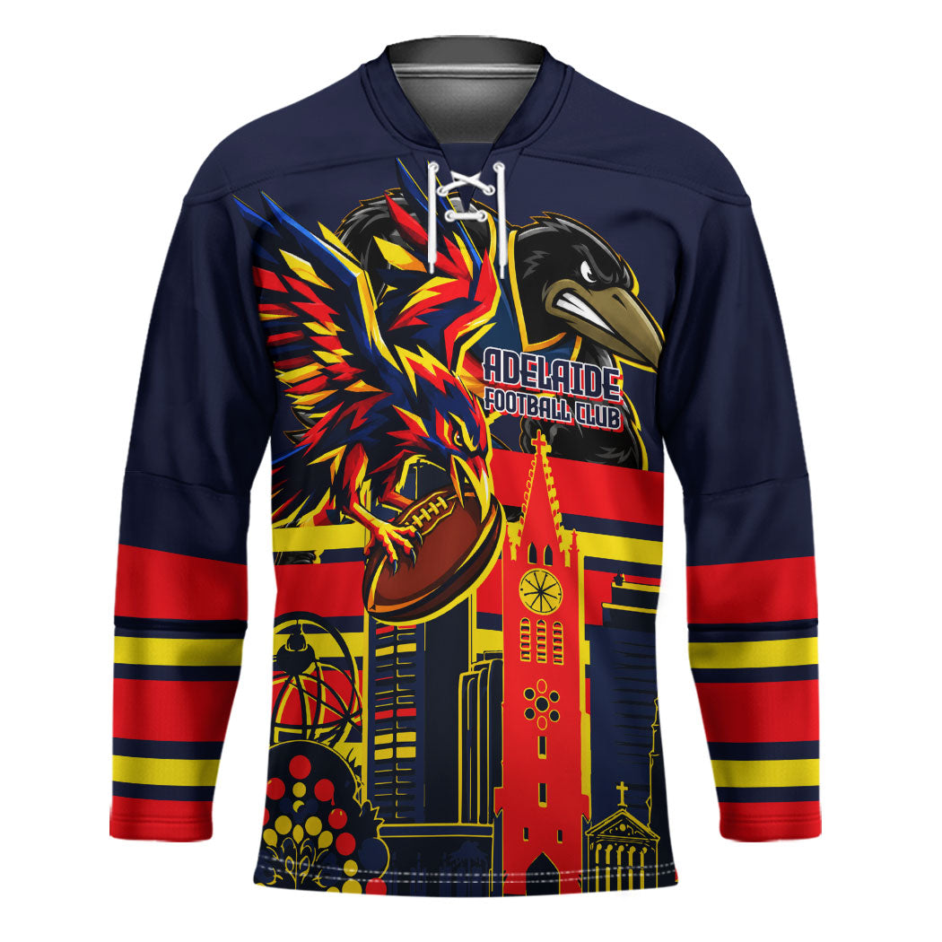 Personalised Adelaide Crows City Of Football Team Hockey Jersey Adelaide City Skyline Illustration Sport Fan