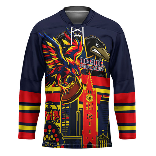 Personalised Adelaide Crows City Of Football Team Hockey Jersey Adelaide City Skyline Illustration Sport Fan