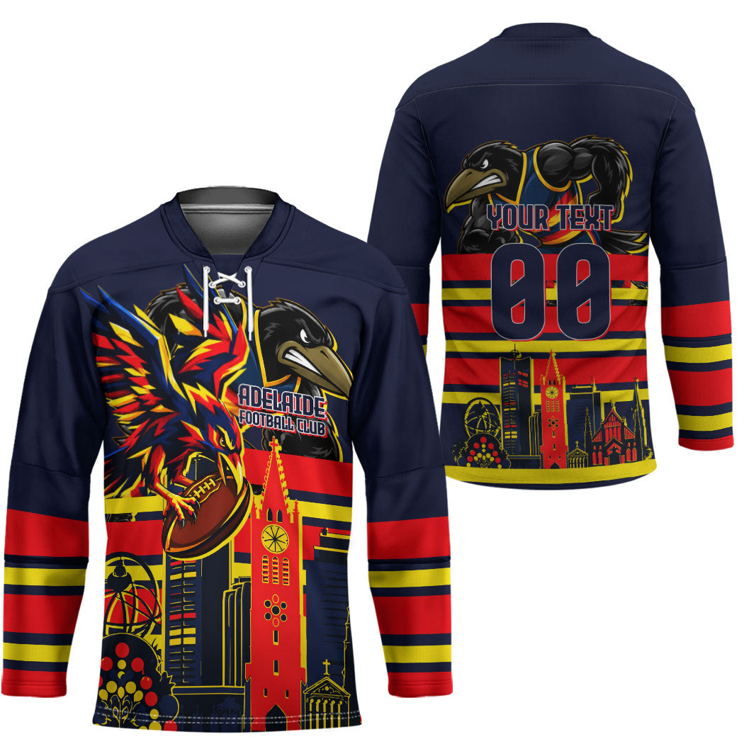 Personalised Adelaide Crows City Of Football Team Hockey Jersey Adelaide City Skyline Illustration Sport Fan