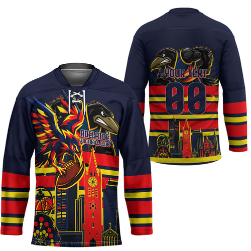 Personalised Adelaide Crows City Of Football Team Hockey Jersey Adelaide City Skyline Illustration Sport Fan