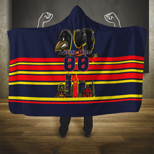 Personalised Adelaide Crows City Of Football Team Hooded Blanket Adelaide City Skyline Illustration Sport Fan