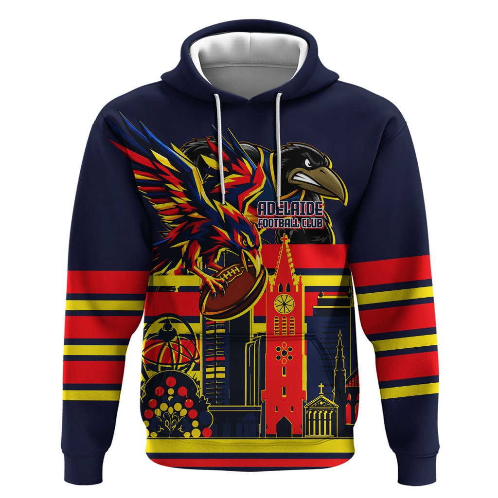 Personalised Adelaide Crows City Of Football Team Hoodie Adelaide City Skyline Illustration Sport Fan
