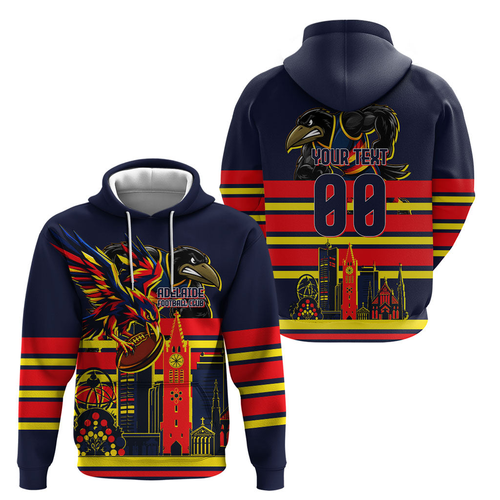 Personalised Adelaide Crows City Of Football Team Hoodie Adelaide City Skyline Illustration Sport Fan