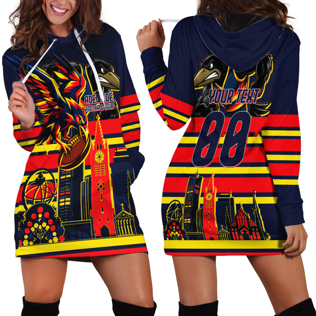Personalised Adelaide Crows City Of Football Team Hoodie Dress Adelaide City Skyline Illustration Sport Fan