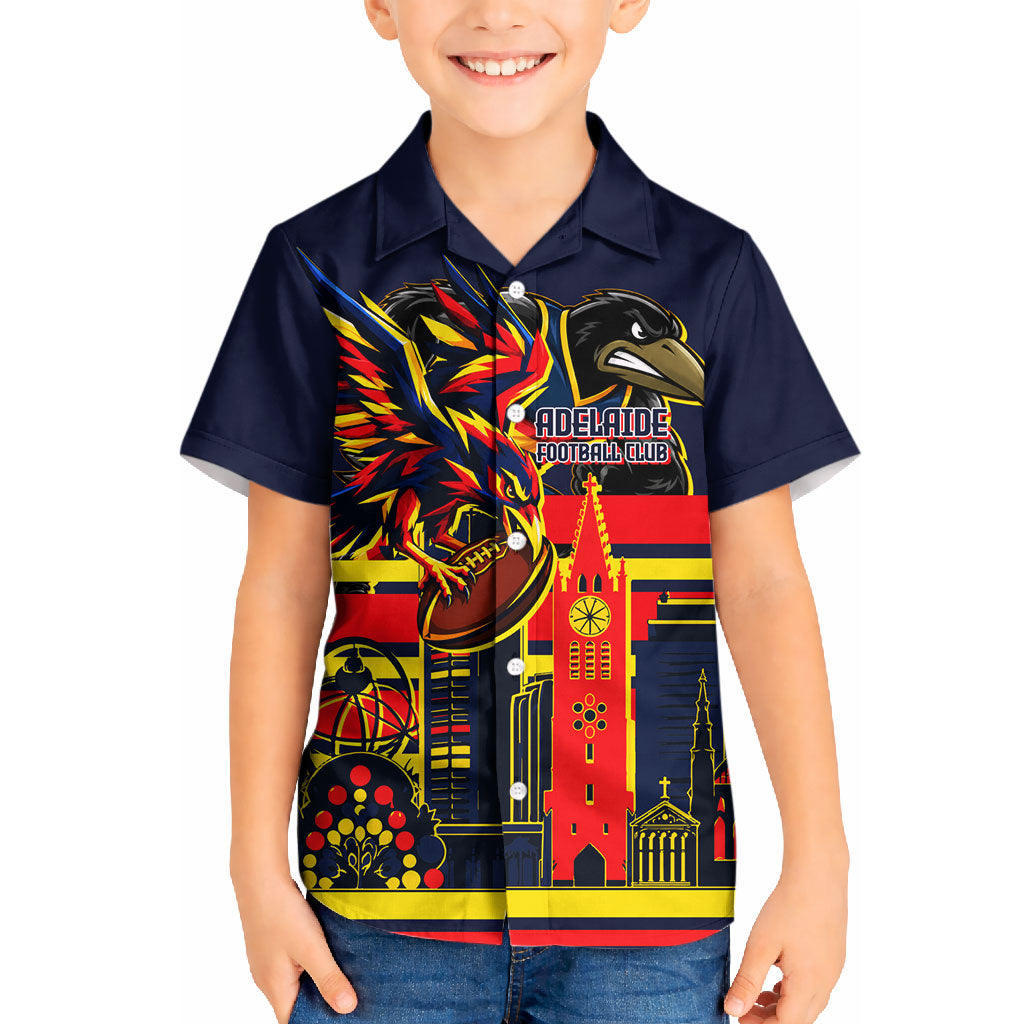 Personalised Adelaide Crows City Of Football Team Kid Hawaiian Shirt Adelaide City Skyline Illustration Sport Fan