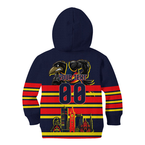 Personalised Adelaide Crows City Of Football Team Kid Hoodie Adelaide City Skyline Illustration Sport Fan