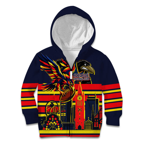 Personalised Adelaide Crows City Of Football Team Kid Hoodie Adelaide City Skyline Illustration Sport Fan