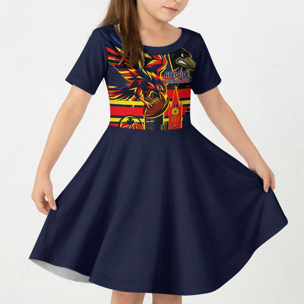 Personalised Adelaide Crows City Of Football Team Kid Short Sleeve Dress Adelaide City Skyline Illustration Sport Fan