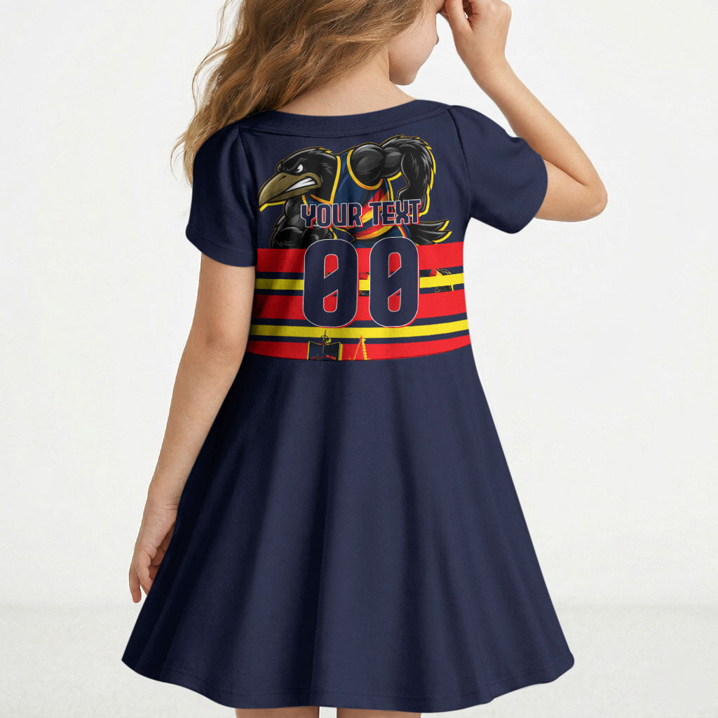 Personalised Adelaide Crows City Of Football Team Kid Short Sleeve Dress Adelaide City Skyline Illustration Sport Fan