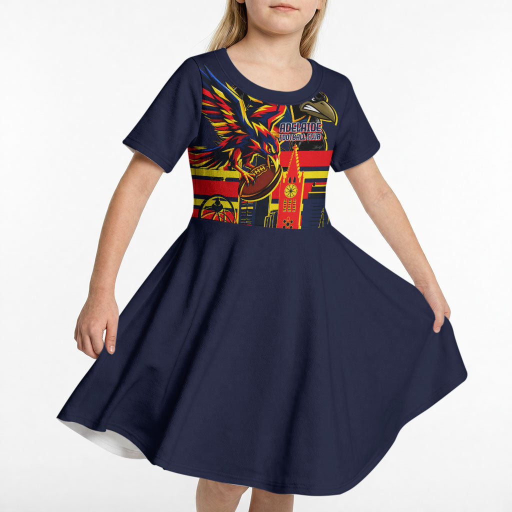 Personalised Adelaide Crows City Of Football Team Kid Short Sleeve Dress Adelaide City Skyline Illustration Sport Fan