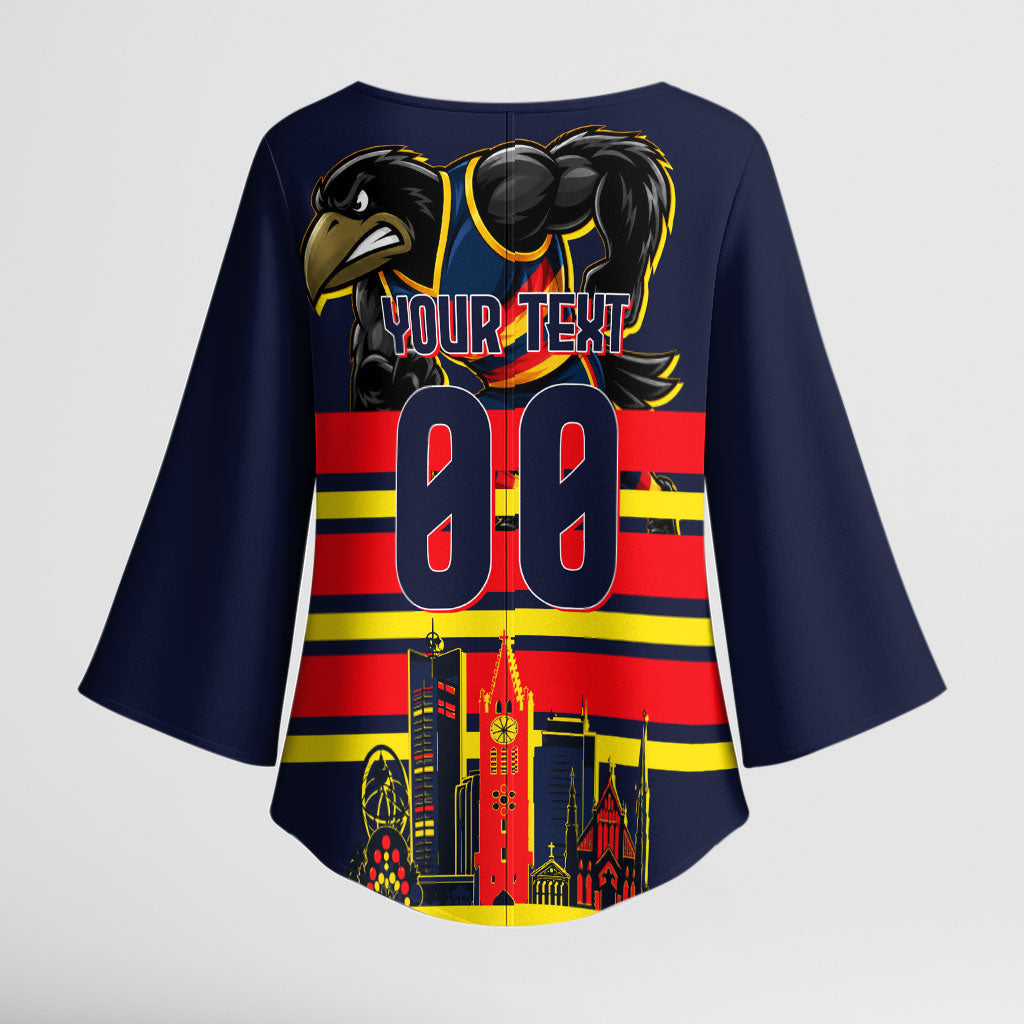 Personalised Adelaide Crows City Of Football Team Kimono Sleeve Blouse Adelaide City Skyline Illustration Sport Fan