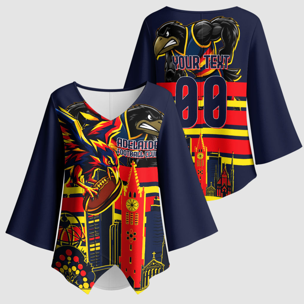 Personalised Adelaide Crows City Of Football Team Kimono Sleeve Blouse Adelaide City Skyline Illustration Sport Fan