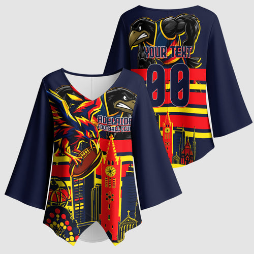 Personalised Adelaide Crows City Of Football Team Kimono Sleeve Blouse Adelaide City Skyline Illustration Sport Fan