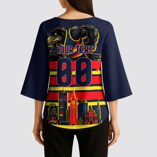 Personalised Adelaide Crows City Of Football Team Kimono Sleeve Blouse Adelaide City Skyline Illustration Sport Fan