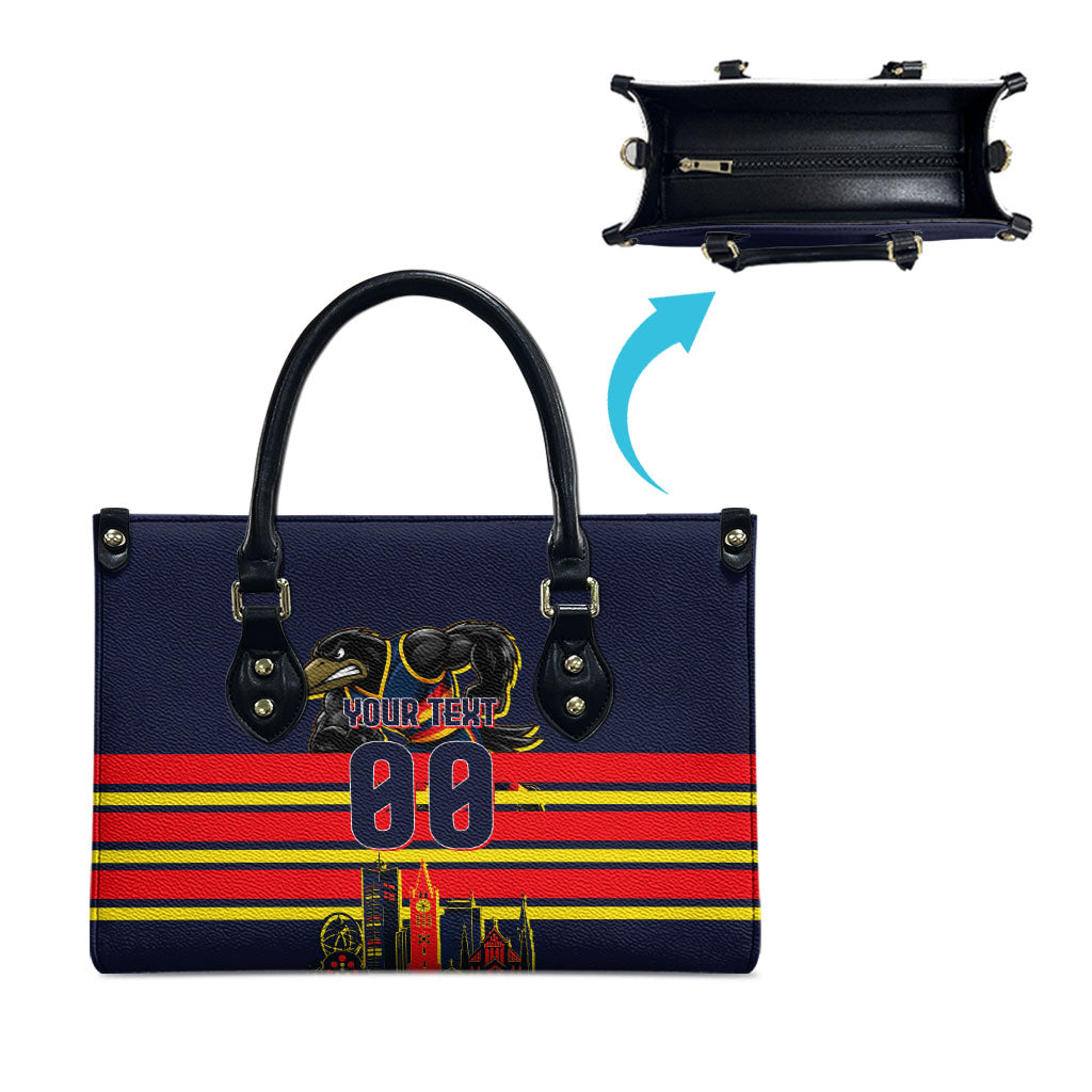 Personalised Adelaide Crows City Of Football Team Leather Bag Adelaide City Skyline Illustration Sport Fan