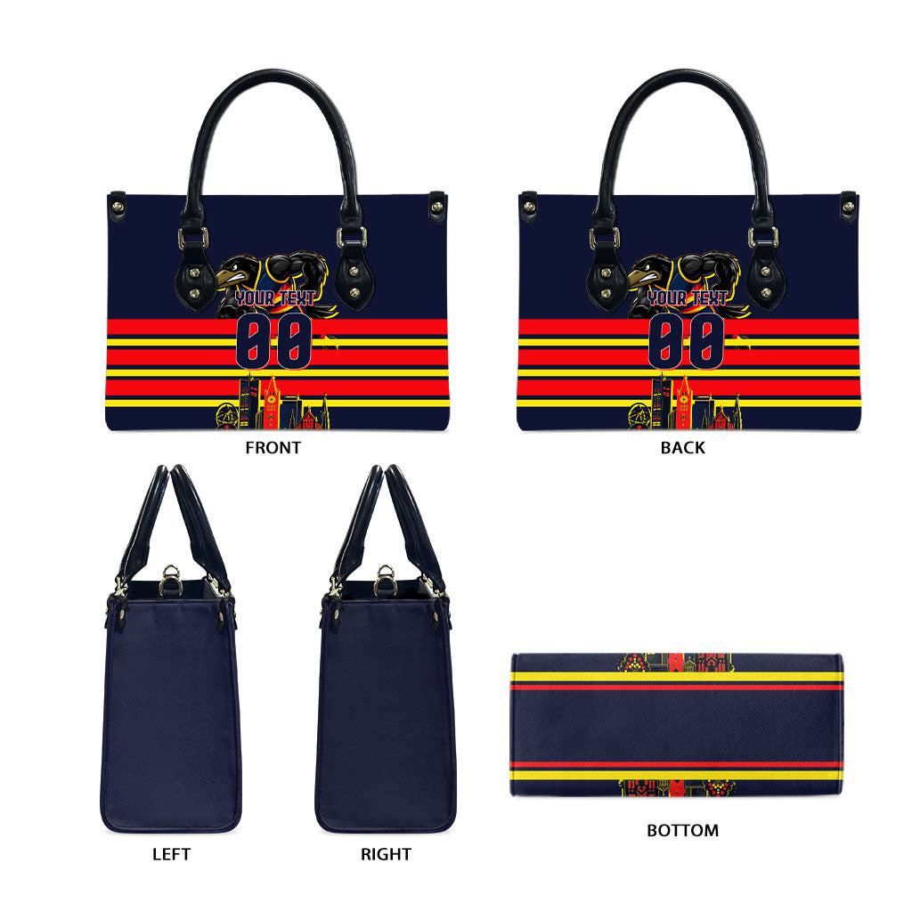 Personalised Adelaide Crows City Of Football Team Leather Bag Adelaide City Skyline Illustration Sport Fan