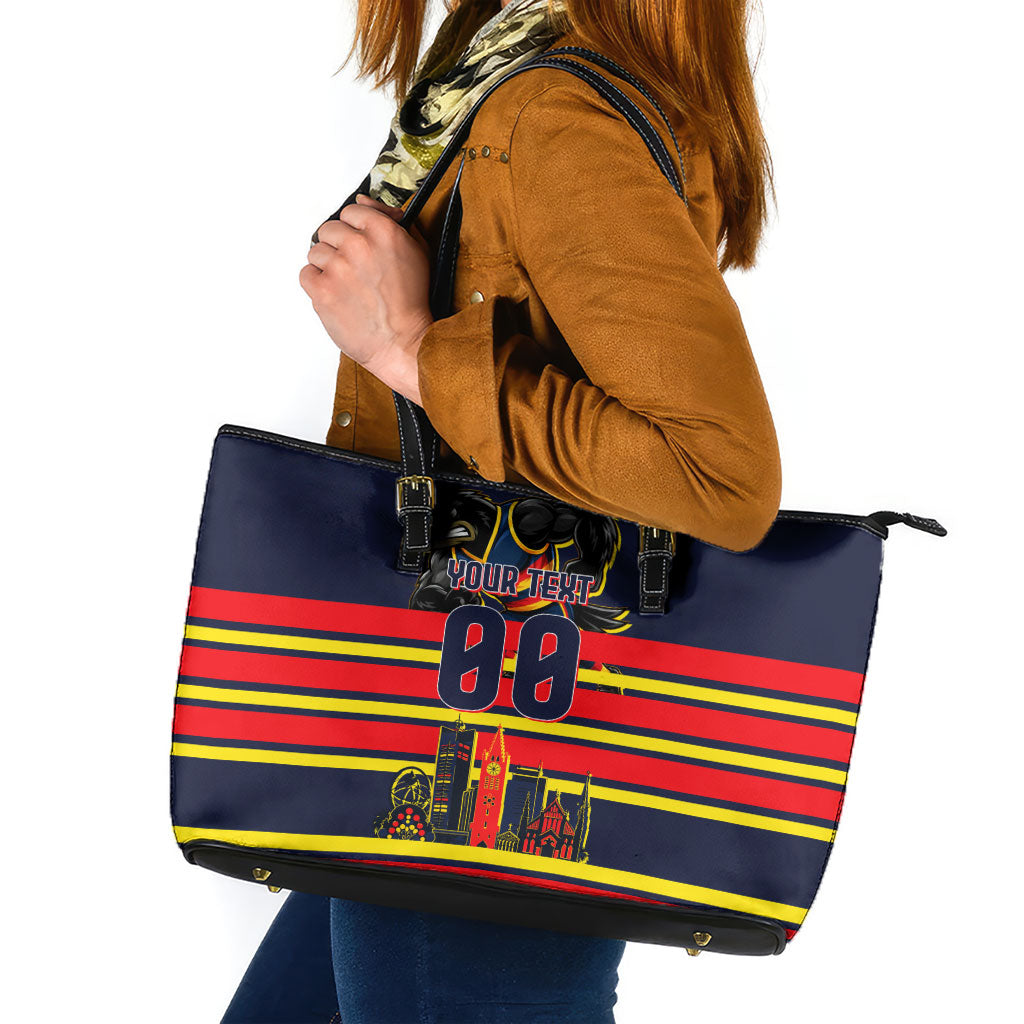 Personalised Adelaide Crows City Of Football Team Leather Tote Bag Adelaide City Skyline Illustration Sport Fan