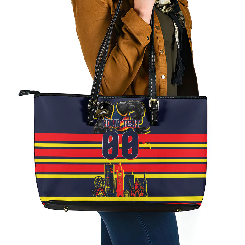 Personalised Adelaide Crows City Of Football Team Leather Tote Bag Adelaide City Skyline Illustration Sport Fan