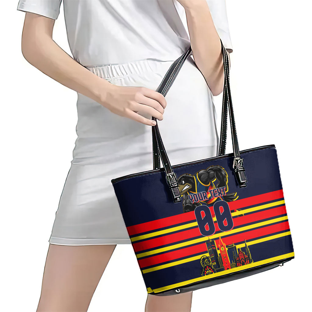 Personalised Adelaide Crows City Of Football Team Leather Tote Bag Adelaide City Skyline Illustration Sport Fan