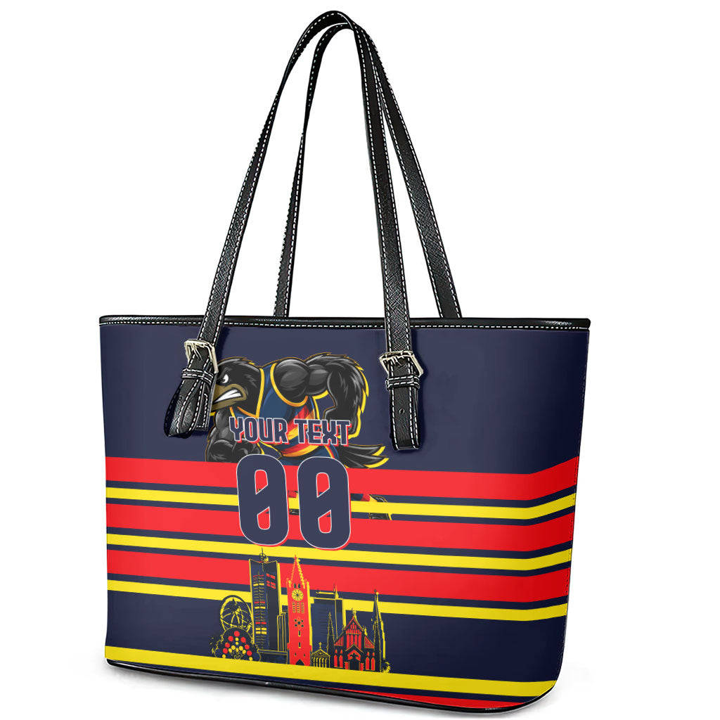 Personalised Adelaide Crows City Of Football Team Leather Tote Bag Adelaide City Skyline Illustration Sport Fan