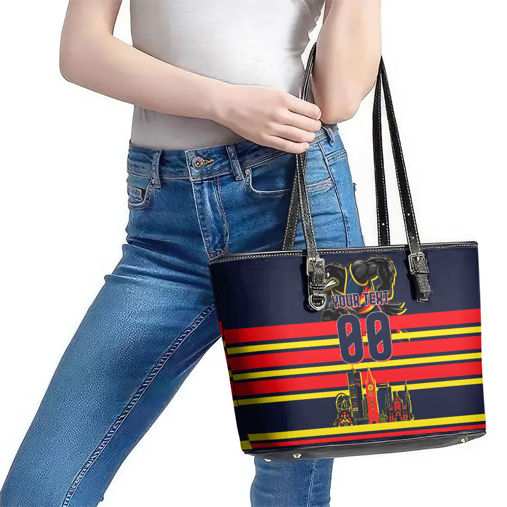 Personalised Adelaide Crows City Of Football Team Leather Tote Bag Adelaide City Skyline Illustration Sport Fan