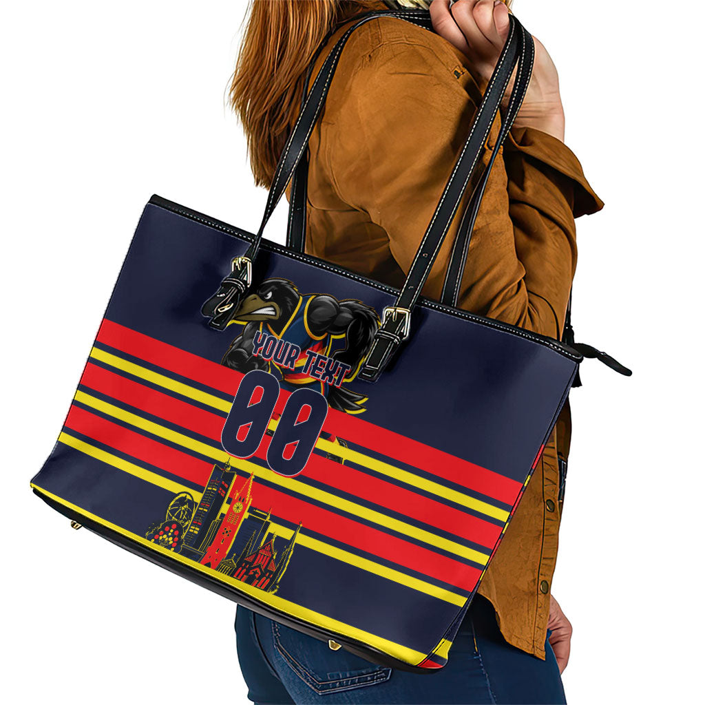 Personalised Adelaide Crows City Of Football Team Leather Tote Bag Adelaide City Skyline Illustration Sport Fan