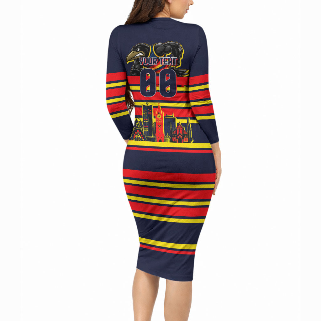 Personalised Adelaide Crows City Of Football Team Long Sleeve Bodycon Dress Adelaide City Skyline Illustration Sport Fan
