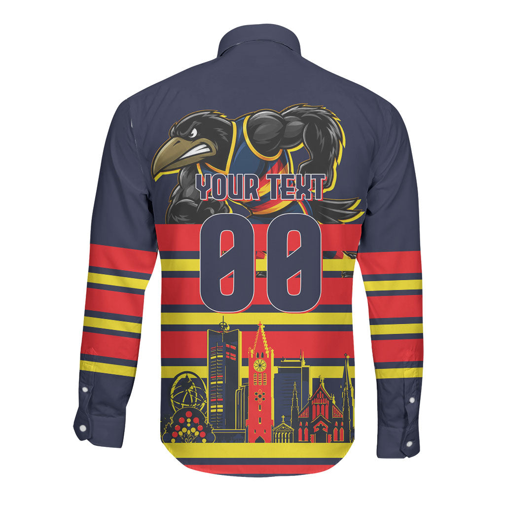 Personalised Adelaide Crows City Of Football Team Long Sleeve Button Shirt Adelaide City Skyline Illustration Sport Fan
