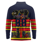 Personalised Adelaide Crows City Of Football Team Long Sleeve Polo Shirt Adelaide City Skyline Illustration Sport Fan