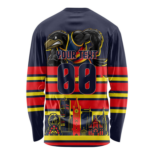 Personalised Adelaide Crows City Of Football Team Long Sleeve Shirt Adelaide City Skyline Illustration Sport Fan