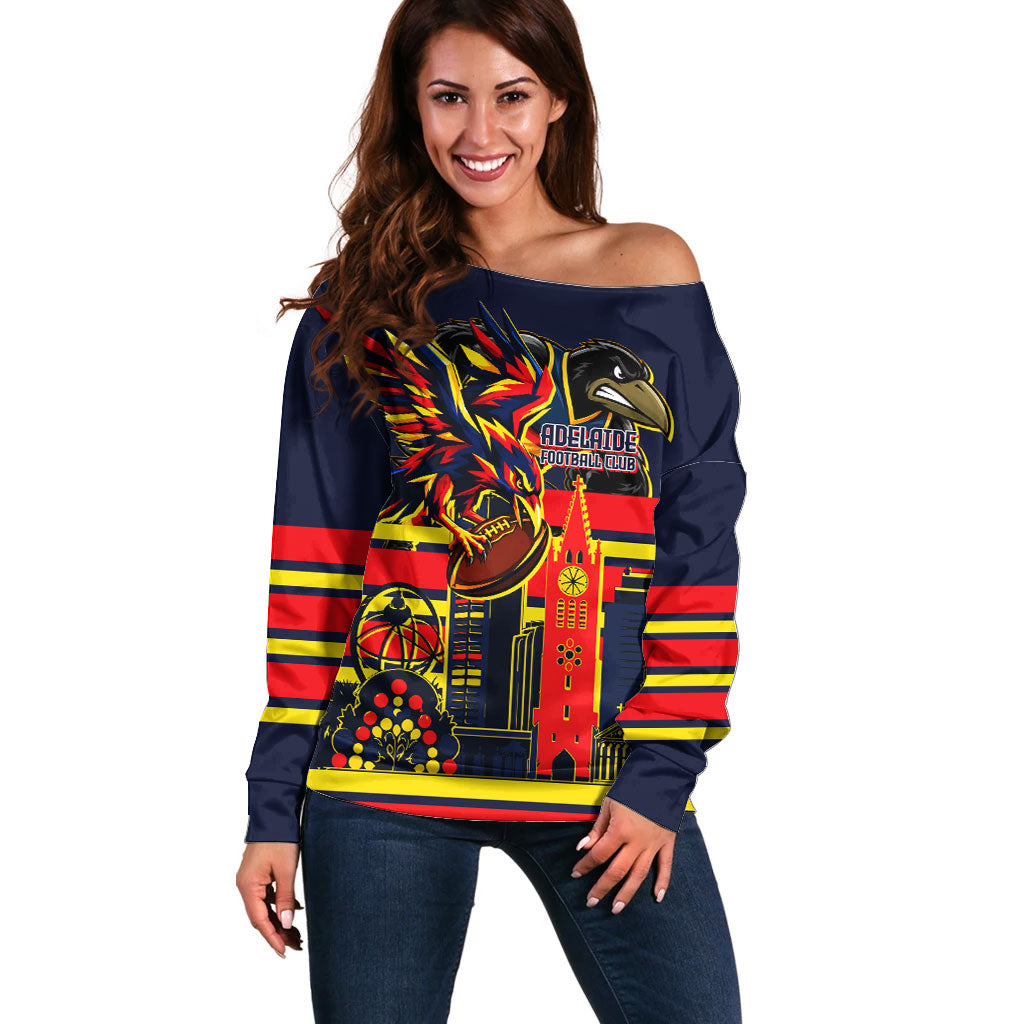 Personalised Adelaide Crows City Of Football Team Off Shoulder Sweater Adelaide City Skyline Illustration Sport Fan