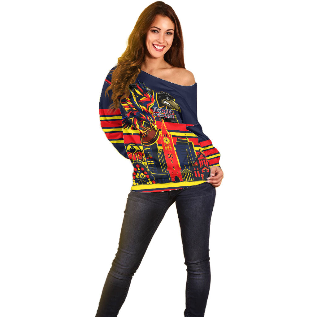 Personalised Adelaide Crows City Of Football Team Off Shoulder Sweater Adelaide City Skyline Illustration Sport Fan