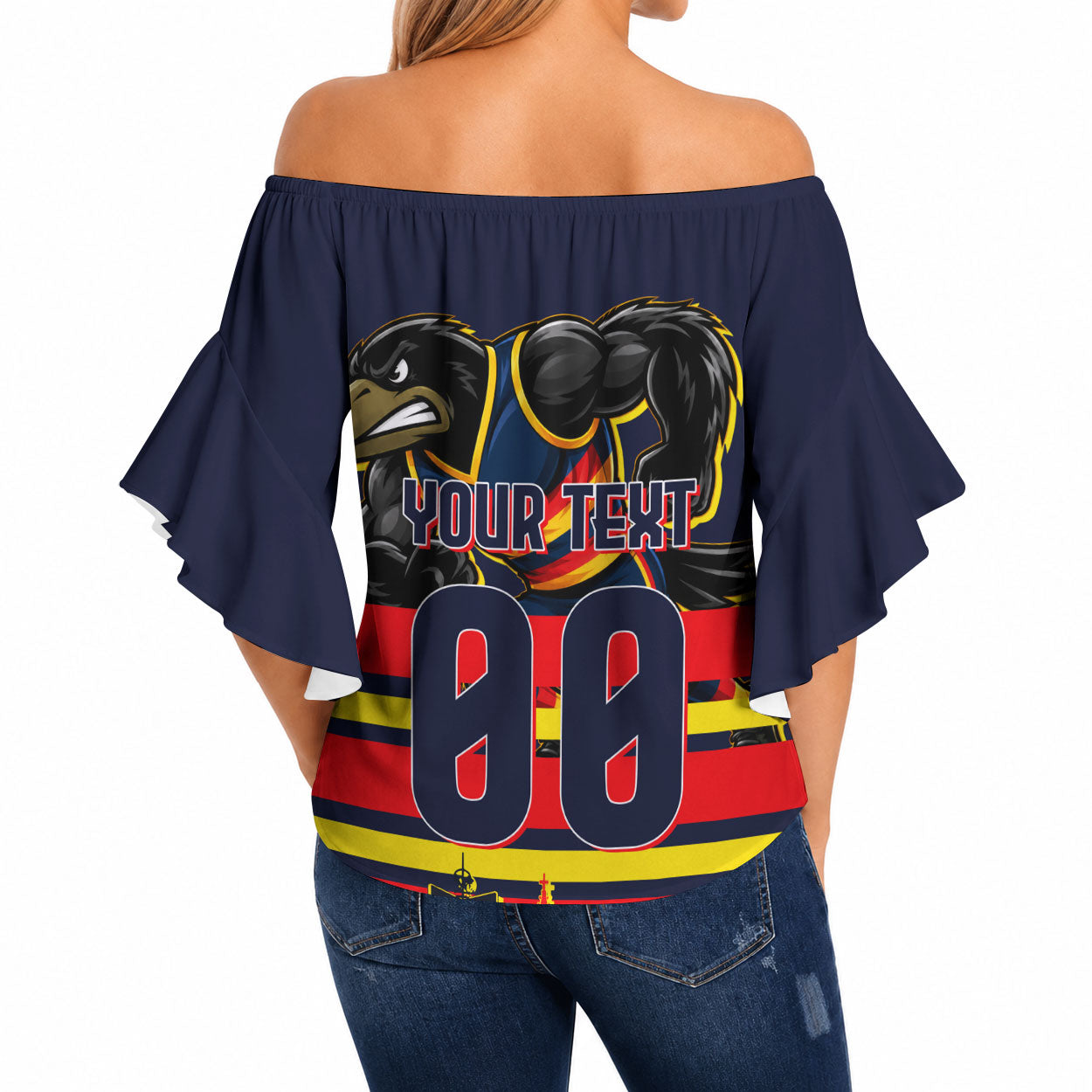 Personalised Adelaide Crows City Of Football Team Off Shoulder Wrap Waist Top Adelaide City Skyline Illustration Sport Fan