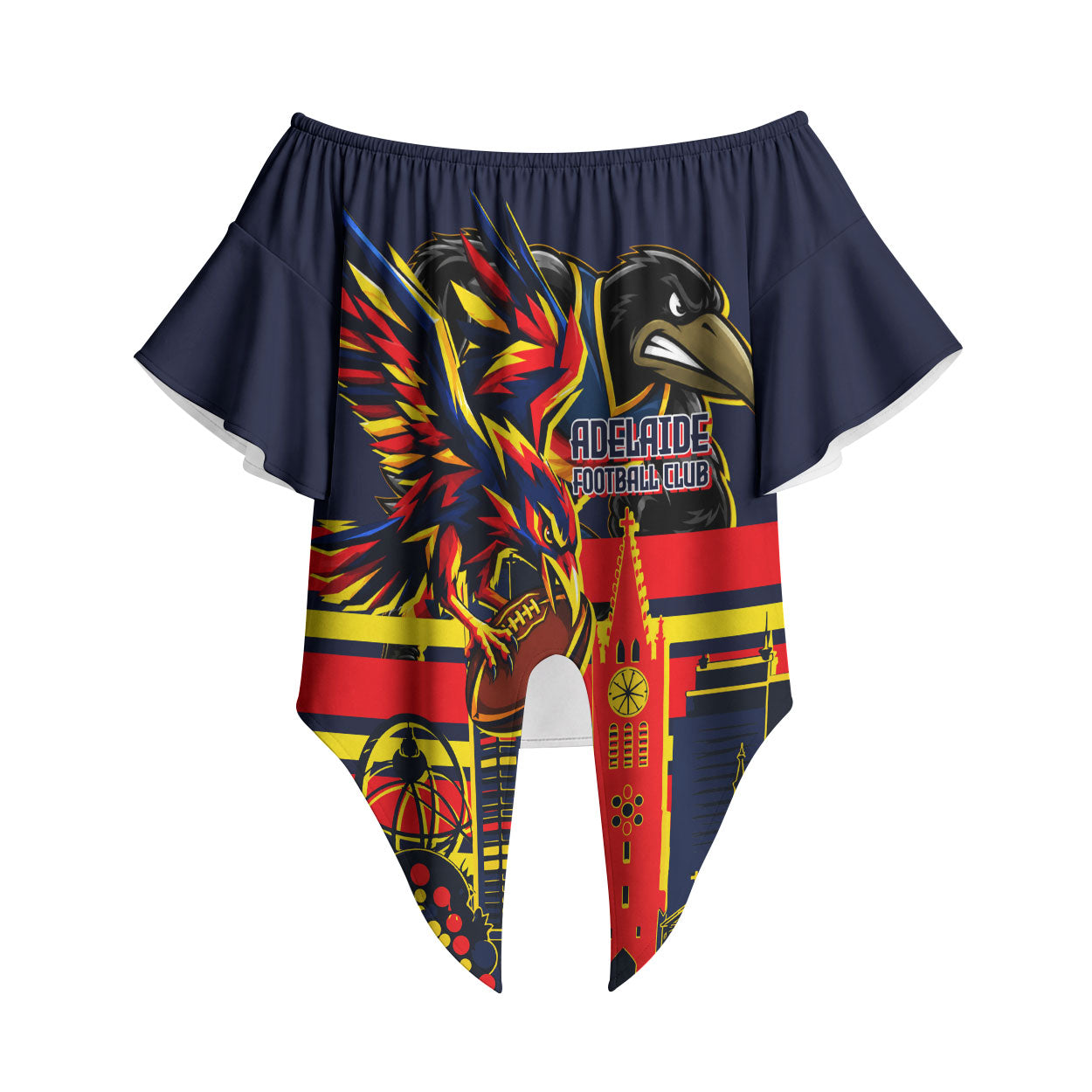 Personalised Adelaide Crows City Of Football Team Off Shoulder Wrap Waist Top Adelaide City Skyline Illustration Sport Fan