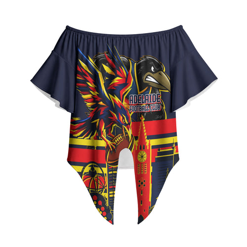 Personalised Adelaide Crows City Of Football Team Off Shoulder Wrap Waist Top Adelaide City Skyline Illustration Sport Fan