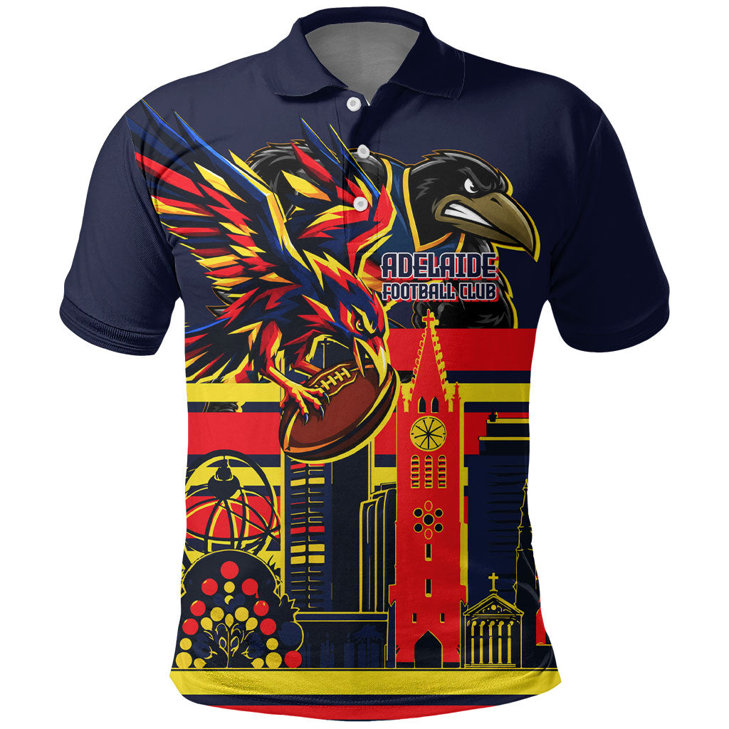 Personalised Adelaide Crows City Of Football Team Polo Shirt Adelaide City Skyline Illustration Sport Fan