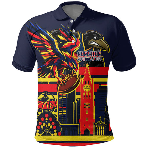 Personalised Adelaide Crows City Of Football Team Polo Shirt Adelaide City Skyline Illustration Sport Fan